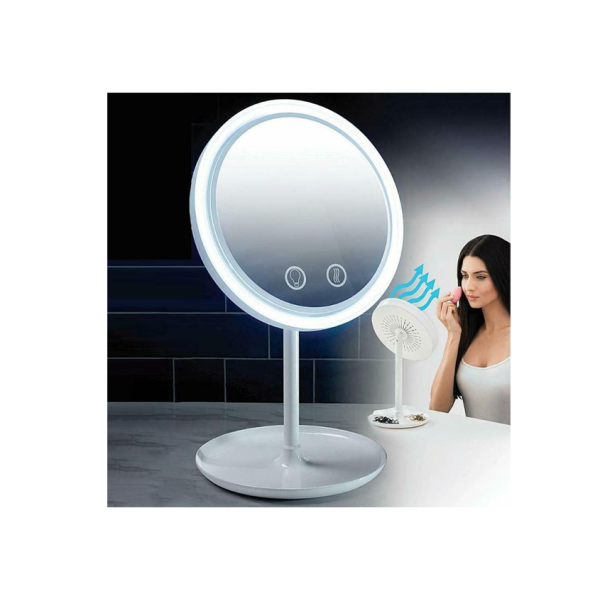 Illuminated Makeup Mirror with Fan – مراية الميكب المضيئة مع المروحة